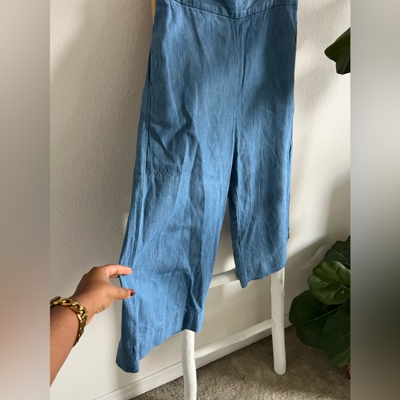 Madewell Chambray Huston Soft Denim Pull on Crop High Rise Wide Leg Pants - Picture 3 of 8